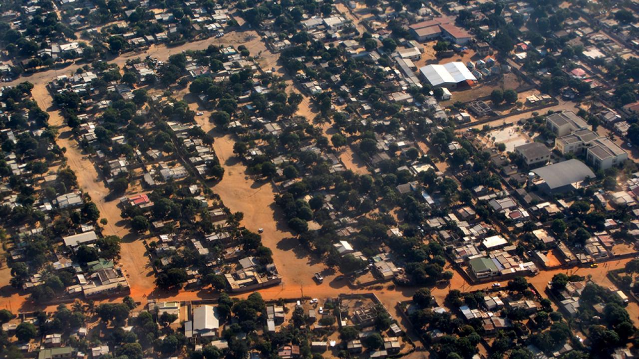 aerial shot of a town